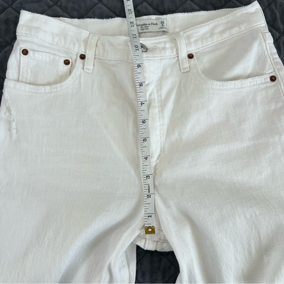 Abercrombie & Fitch Jeans Women 6 28 The mom high rise stretch White Distressed - Picture 6 of 9